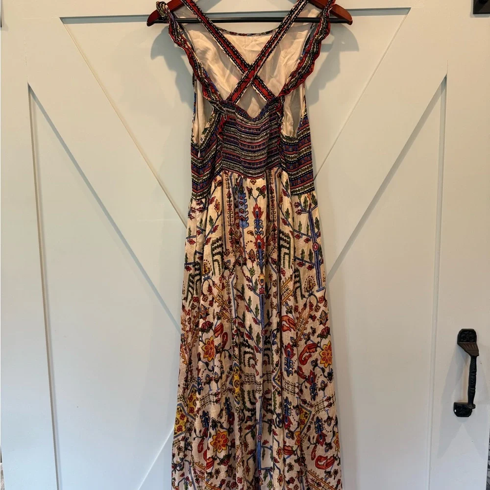 Vibrant Red and Orange Strapless Maxi Sundress for Resort Wear - Picture 5 of 8